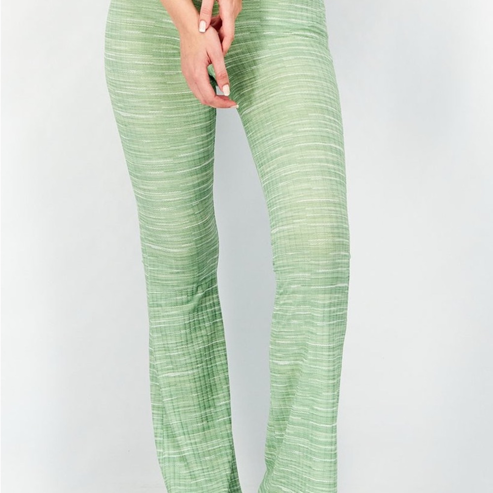 ASOS Design Regular Fit 70’s Space Dye Flared Pants Sage Green Size 14